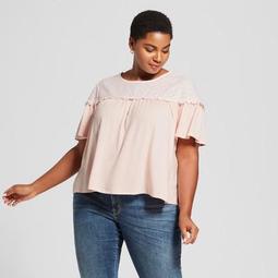 Women's Plus Size Short Sleeve T-Shirt with Crochet Detail - Ava & Viv™