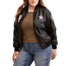 New Look Women's Plus Fashion Bomber Jacket with Patches