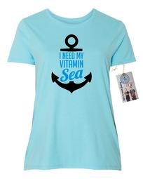 Need Vitamin Sea Beach Vacation Plus Size Womens Short Sleeve T-Shirt & Magnet
