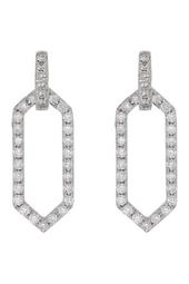18K White Gold Diamond Hexagon Drop Earrings - 0.32 ctw