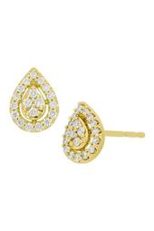 18K Yellow Gold Pave Diamond Pear Stud Earrings - 0.18 ctw