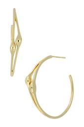 14K Yellow Gold Teardrop Detail Double Layer 32mm Hoop Earrings