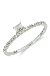 18K White Gold Radiant & Round Diamond Stackable Ring - 0.17 ctw
