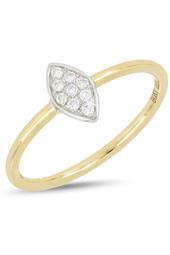 18K White & Yellow Gold Diamond Detail Marquise Ring