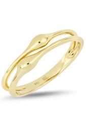 14K Yellow Gold Teardrop Accent Double Row Ring