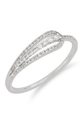 18K White Gold Diamond Detail Loop Ring - Size 7