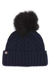 UGG(R) Cable Knit Cuff Hat with Genuine Shearling Pom