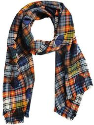 dot print tartan scarf