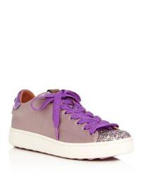 Women's C101 Glitter & Satin Embellished Lace Up Sneakers