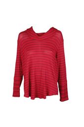 Style & Co Plus Size  Red Cowl-Neck Waffle-Knit Striped Sweater 1X