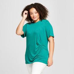 Women's Plus Size Ruched Short Sleeve T-Shirt - Ava & Viv™ Teal