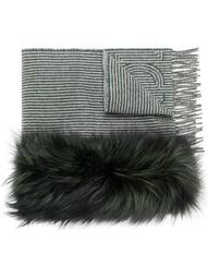 Large striped fur scarf