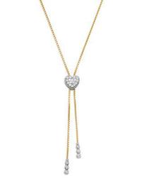 Diamond Heart Bolo Necklace in 14K White & Yellow Gold, 0.45 ct. t.w. - 100% Exclusive