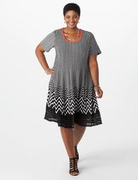 Plus Size Chevron Fit-and-Flare Dress
