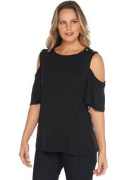 Plus Size Cold Shoulder Jersey Tee