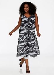 Contrast Scroll Print Duster