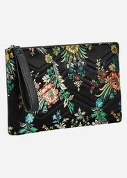 Floral Embroidered Wristlet Clutch