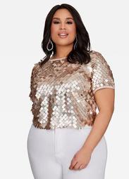 Gold Square Sequin Tee