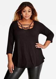 Rib Knit Top With Scoop Neck