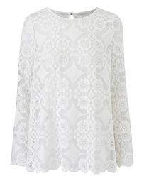 Lace Top with Soft Fluted Sleeve