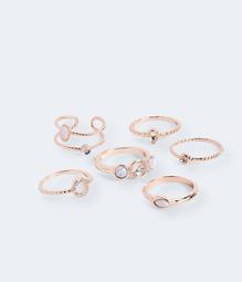 Marble, Rhinestone and Moonstone Ring 6-Pack