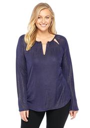 Plus Size Cutout Knit Top With Hardware Accent
