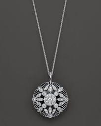 Bloomingdale's Floral Diamond Pendant Necklace in 14 Kt. White Gold - 100% Exclusive