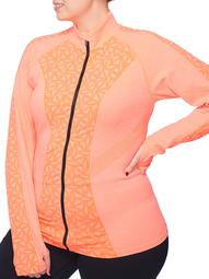 Women's Plus Active Mock Neck Zip-Front Jacket with Jacquard and Textured Details