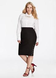 Pencil Skirt With Snap Button Side