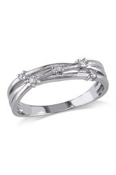 Sterling Silver Diamond Station Ring - 0.05 ctw