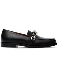 black 25 chain leather loafers