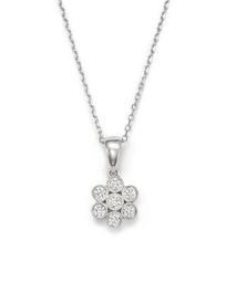 Diamond Flower Pendant Necklace in 14K White Gold, .20 ct. t.w. - 100% Exclusive