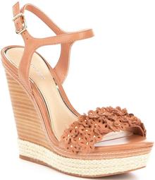 Gianni Bini Petall Floral Banded Leather Wedges