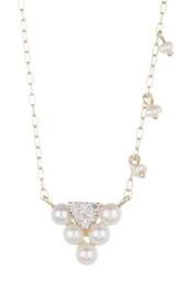 14K Yellow Gold 3mm Freshwater Pearl & Diamond Necklace - 0.22 ctw