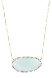 14K Gold Amazonite & Diamond Necklace - 0.46ctw