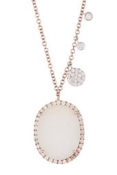 14K Rose Gold Druzy Stone & Diamond Charm Necklace - 0.43 ctw