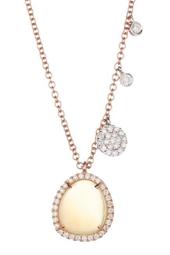 14K Rose Gold Opal & Diamond Charm Necklace - 0.28 ctw