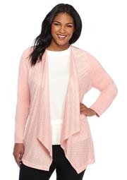 Faux Suede Perforated Ruffle Front Jacket