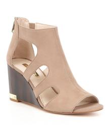 Louise et Cie Mirin Leather & Suede Banded Resin Wedge Sandals