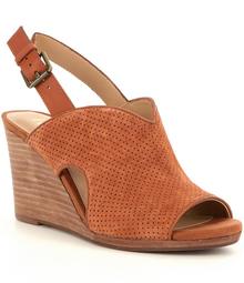 Reba Anny Perforated Suede Wedges