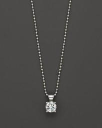 Diamond Solitaire Pendant in 18 Kt. White Gold, 0.50 ct. t.w. - 100% Exclusive