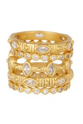 14K Yellow Gold Plated Sterling Silver Amazonian Allure Stacking Rings Set - Size 5