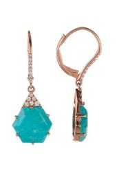 14K Rose Gold Blue Amazonite & Diamond Drop Earrings