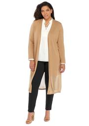 Plus Size Long Sleeve Open Front Duster