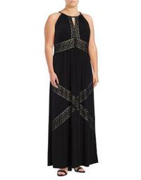 Plus Embroidered Maxi Dress