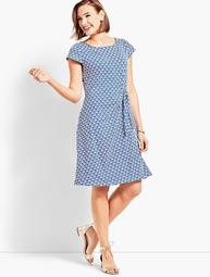 Scrolling Hearts Jersey Side-Tie Fit-and-Flare Dress