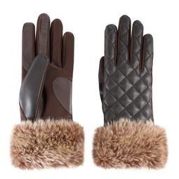 Women's isotoner Faux Fur Cuff Quilted Tech Gloves