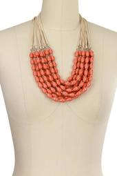 Tangerine Beaded Layer Statement Necklace