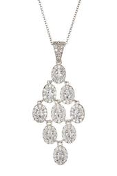 Sterling Silver Pave Simulated Diamond Chandelier Pendant Necklace