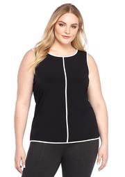 Plus Size Piped Sleeveless Shell Top